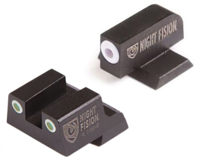 Night Fision Perfect Dot Night Sight Set w/Front Square Rear White Front w/Green Tritium White Rear w/Green Tr Fits Springfield XD/XDM/XD Mod. - Night Fision