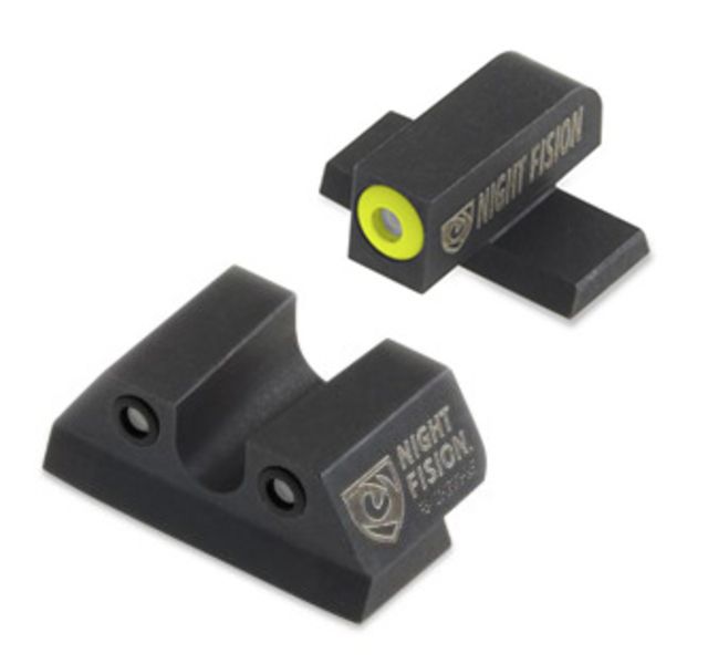 Night Fision Perfect Dot Night Sight Set w/Front U Rear Yellow Front w/Green Tritium Black Rear w/Green T Fits Sig Sauer 9mm & .357 P-Series Pistols - Night Fision