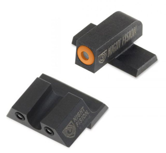 Night Fision Perfect Dot Night Sight Set w/Front U Rear Orange Front w/Green Tritium Black Rear w/Green T Fits Springfield XD-S & XD-E - Night Fision
