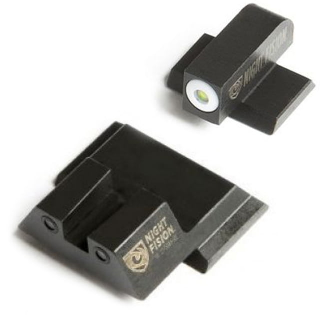 Night Fision Perfect Dot Night Sight Set w/Front U Rear White Front w/Green Tritium Black Rear w/Green Tr Fits Smith & Wesson M&P/M&P M2.0/SD9 VE/SD40 - Night Fision