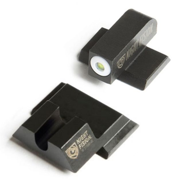 Night Fision Perfect Dot Night Sight Set w/Front U Rear White Front w/Green Tritium Blank Rear Fits Smith & Wesson M&P SHIELD .40/.45/9mm Models - Night Fision