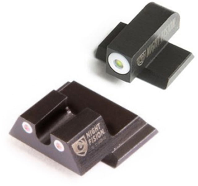 Night Fision Perfect Dot Night Sight Set w/Front U Rear White Front w/Green Tritium White Rear w/Green Tr Fits Smith & Wesson M&P SHIELD .40/.45/9mm - Night Fision