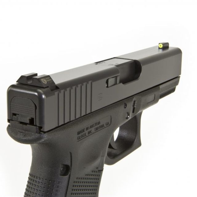 Night Fision Perfect Dot Night Sight Set w/Front U Rear Yellow Front w/Green Tritium Blank Rear Fits Glock 42/43