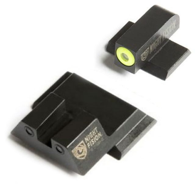 Night Fision Perfect Dot Night Sight Set w/Front U Rear Yellow Front w/Green Tritium Black Rear w/Green T Fits Smith & Wesson M&P SHIELD .40/.45/9mm - Night Fision
