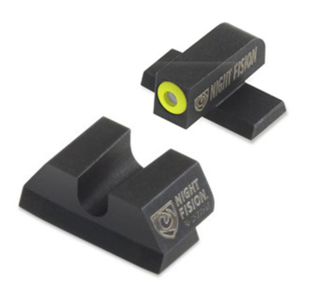 Night Fision Perfect Dot Night Sight Set w/Front U Rear Yellow Front w/Green Tritium Blank Rear Fits Sig Sauer 9mm & .357 P-Series Pistols with #8 - Night Fision