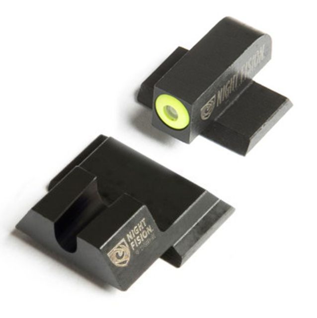 Night Fision Perfect Dot Night Sight Set w/Front U Rear Yellow Front w/Green Tritium Blank Rear Fits Smith & Wesson M&P SHIELD .40/.45/9mm Models - Night Fision