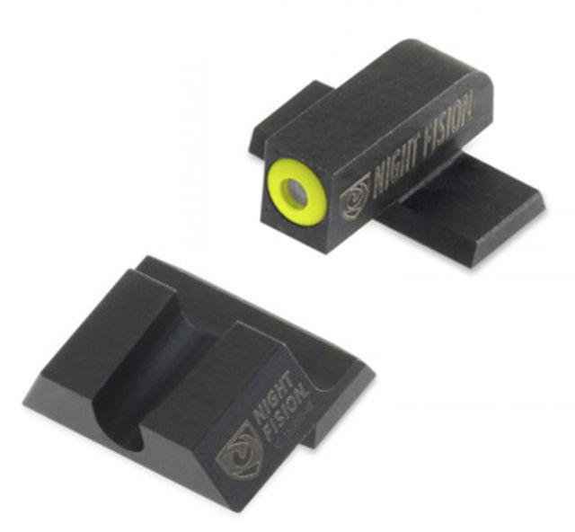 Night Fision Perfect Dot Night Sight Set w/Front U Rear Yellow Front w/Green Tritium Blank Rear Fits Springfield XD-S & XD-E - Night Fision