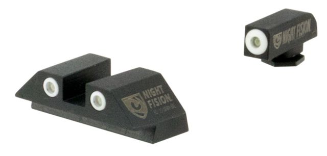 Night Fision Perfect Dot Night Sight Set w/White Front Square Black Rear w/Green Tritium Glock 42/43 - Night Fision