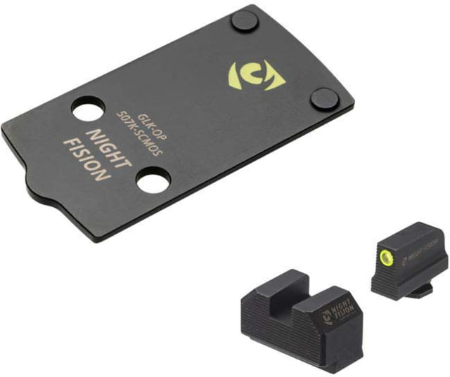 Night Fision Plate + Tritium Ylw Front Sight Combo 507K to Glock 43x MOS Black - Night Fision