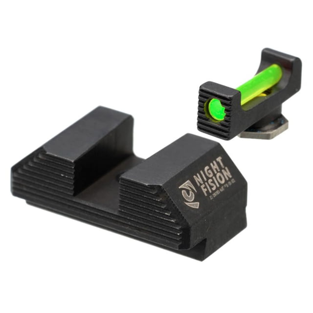 Night Fision Standard Height Fiber Optic Sight Set Glock 17/19/45/48 Green Front Black - Night Fision