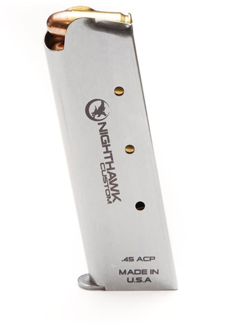 hthawk Custom 1911 .45 ACP Gov. 7 Rounds Stainless Pistol Magazine No Base Pad Ammo