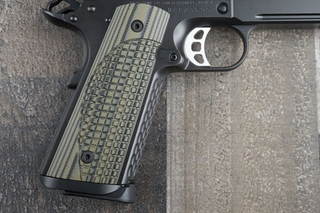 Nighthawk Custom ETC-Frag G10 Grips Thin Style Green Ambi Cut Flat Full Size-Magwell Style w/Thumb Scoop Govt. Like Heinie Signature Competition - Nighthawk Custom