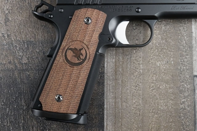 Nighthawk Custom Gator Back Green Micarta Gov. Grips w/Logo - Nighthawk Custom