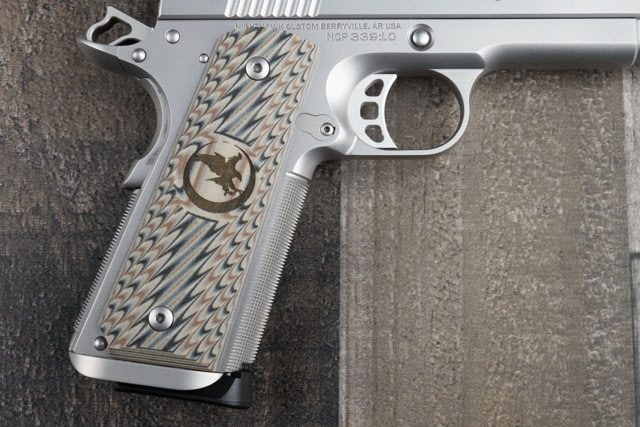 Nighthawk Custom Predator G10 Spiral Cut Mag Rel. Relief Gov. Black & Tan w/Logo - Nighthawk Custom