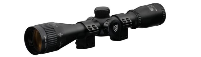 Nikko Stirling Mountmaster Rimfire Rifle Scope 4x32mm Adjustable Objective Illuminated Mil-Dot Reticle Matte Black Finish With 3/8 Inch Rings - Nikko Stirling
