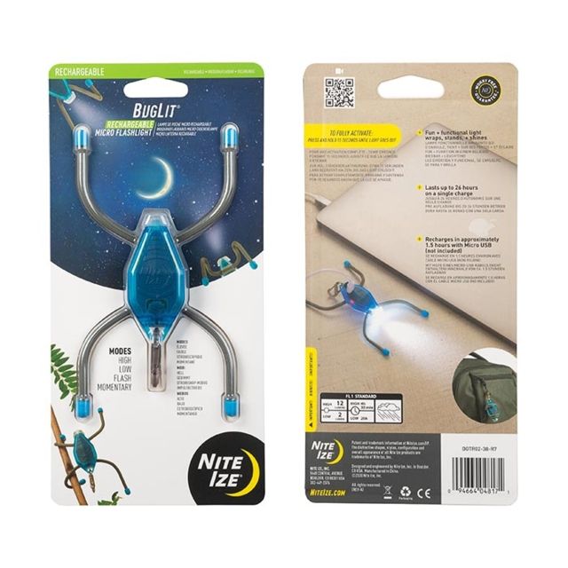 Nite Ize BugLit Rechargeable Micro Flashlight Bright Blue - Nite Ize