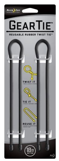 Nite Ize Gear Bendable Tie 18in. - Black 2 Pack