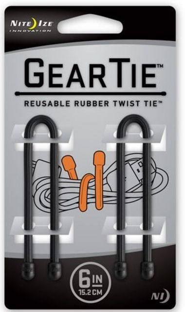 Nite Ize Gear Bendable Tie, 6in - Black, 2 Pack - GT6-2PK-01