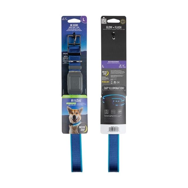 Nite Ize NiteDog Rechargeable LED Collar Blue/Blue Large - Nite Ize