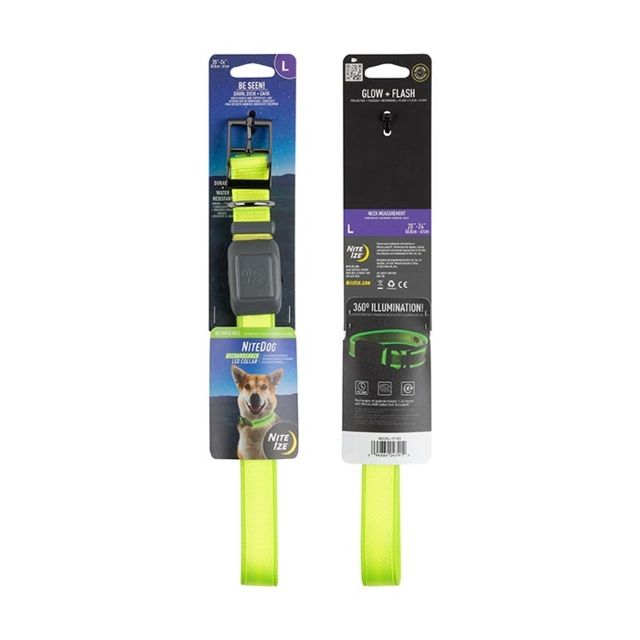Nite Ize NiteDog Rechargeable LED Collar Lime/Green Large - Nite Ize