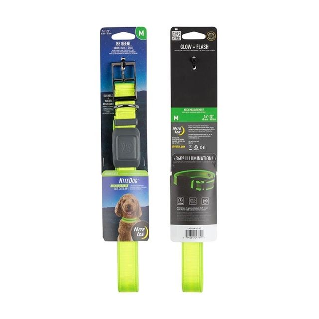 Nite Ize NiteDog Rechargeable LED Collar Lime/Green Medium - Nite Ize