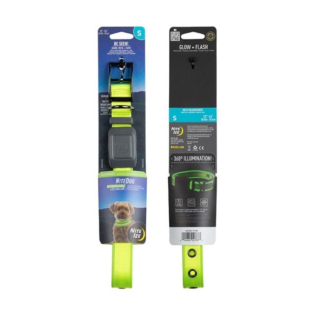 Nite Ize NiteDog Rechargeable LED Collar Lime/Green Small - Nite Ize