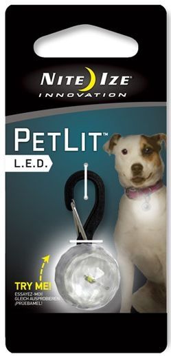 Nite Ize PetLit LED Collar Light White LED - Jewel Crystal - Nite Ize