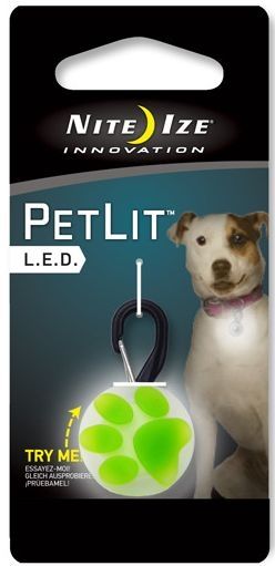 Nite Ize PetLit LED Collar Light White LED - Paw Green - Nite Ize