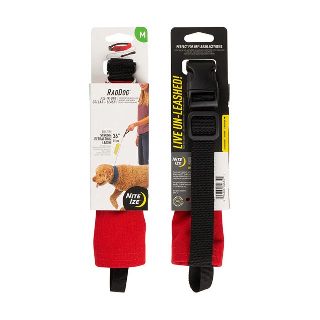Nite Ize RadDog All-In-One Collar Plus Leash Red Medium - Nite Ize