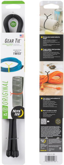 Nite Ize Reusable Rubber Twist Gear Tie 24 in 2 Pack Black 24"