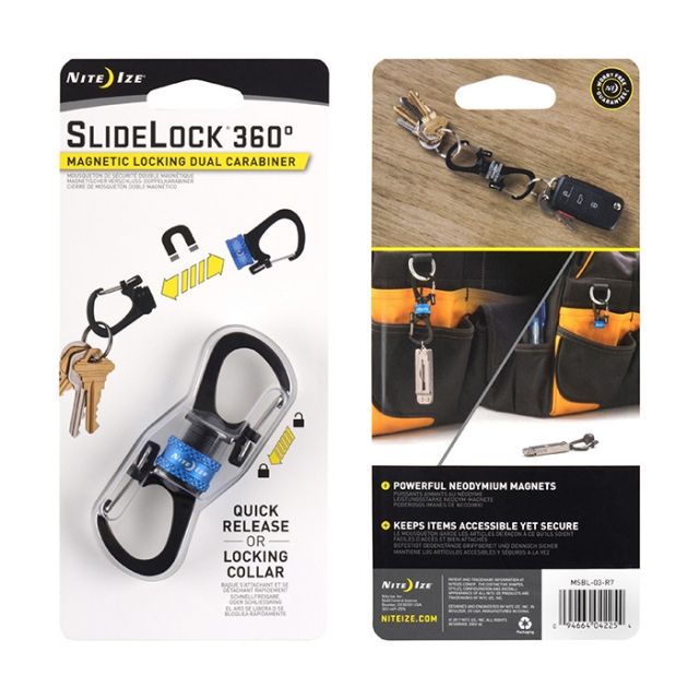 Nite Ize Nite Ize SlideLock 360 Magnetic Locking Carabiner Blue - $18.59 at Optics Planet