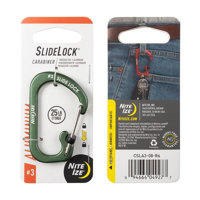 Nite Ize Nite Ize SlideLock Carabiner Aluminum Olive #3 - $7.49 at Optics Planet