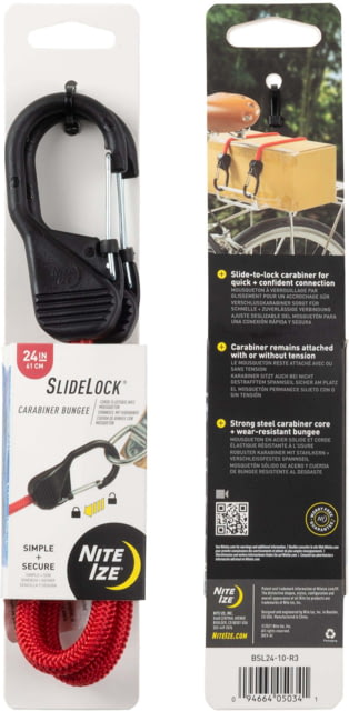 Nite Ize Slidelock Carabiner Bungee Red