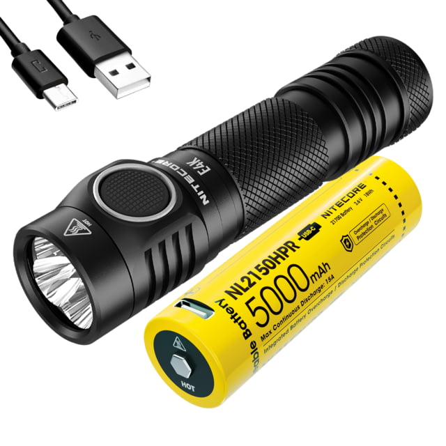 Nitecore E4K CREE XP-L2 V6 EDC Flashlight 21700 White 4400 Lumens Black 6952506405657 - Nitecore