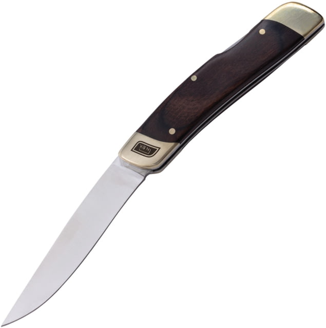 No Box Tools Utility Lockback Brown Folding Knife 3" satin finish 5Cr15MoV stainless blade Brown wood handle - No Box Tools