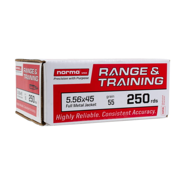 ma Ammunition Norma Range & Training Rifle Ammunition 5.56X45 NATO 55gr FMJ 3250 Fps 250/rd Ammo