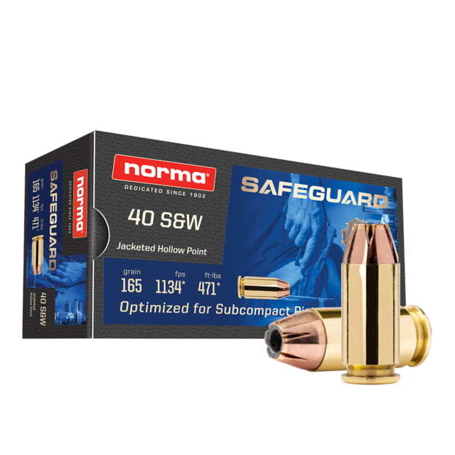 ma Safeguard .40 S&W 165 Grain Jacketed Hollow Point Brass Cased Pistol 50 Rounds Ammo