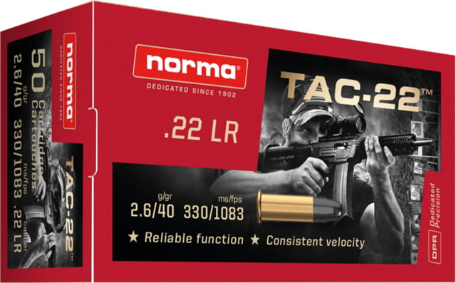 ma TAC .22 Long Rifle 40 Grain Lead Round Nose Brass Cased Rimfire Amm0 50 Rounds Ammo