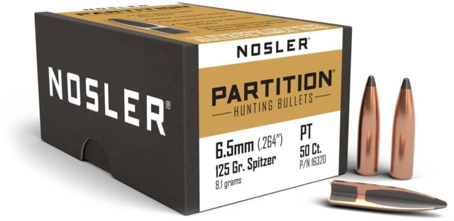 Nosler 16320 Partition 6.5mm .264 125 GR Partition Spitzer 50 Box by USA Nosler Reloading Bullets & Shot