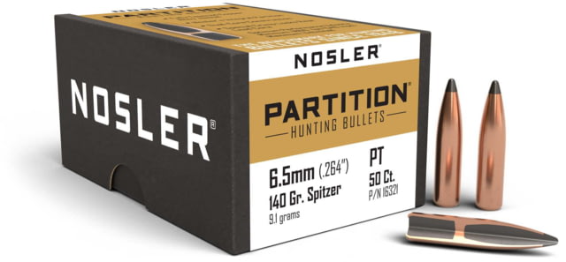 Nosler 16321 Partition 6.5mm .264 140 GR Spitzer 50 Box by USA Nosler Reloading Bullets & Shot