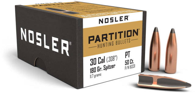 Nosler 16331 Partition 30 Caliber .308 180 GR Spitzer 50 Box by USA Nosler Reloading Bullets & Shot
