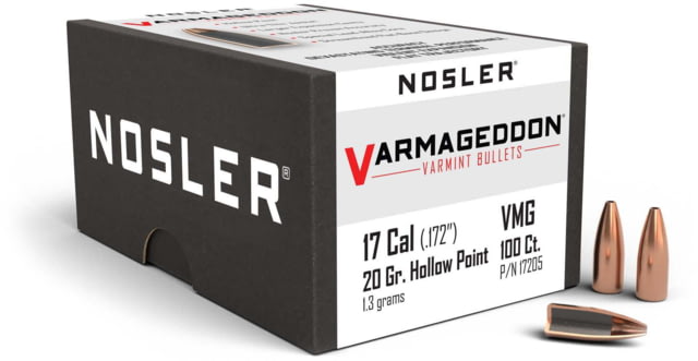 Nosler 17205 Varmageddon 17 Caliber .172 20 GR Flat Base Hollow Point FBHP 10 by USA Nosler Reloading Bullets & Shot