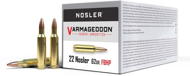 ler .22 Nosler Flat Base Hollow Point 62 Grain Brass Cased 50 Rounds Ammo