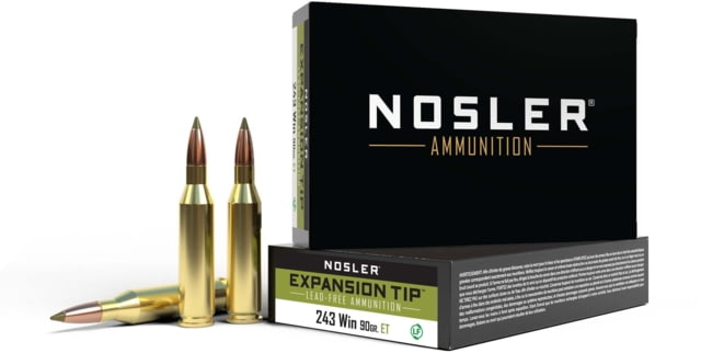 ler .243 Winchester 90 Grain E-Tip Lead-Free Brass Cased Centerfire Rifle 20 Rounds Ammo