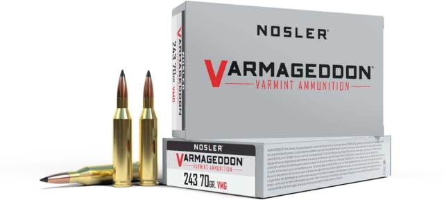 ler .243 Winchester Flat Base Tipped 70 Grain Brass Cased 20 Rounds Ammo
