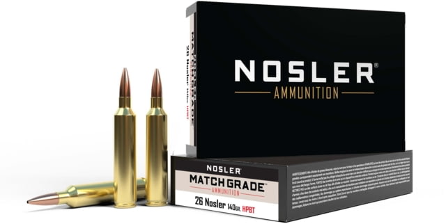 ler .26 Nosler Custom Competition 140 Grain Brass Cased 20 Rounds Ammo