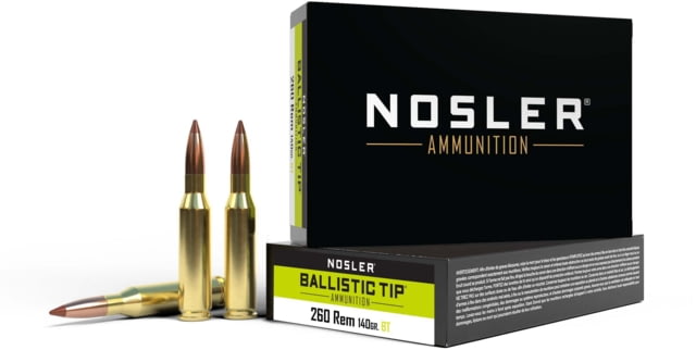 ler .260 Remington 140 Grain Ballistic Tip Brass Cased Centerfire Rifle 20 Rounds Ammo
