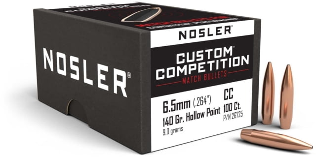 Nosler 26725 Custom Competition 6.5mm .264 140 GR Hollow Point Boat Tail HPBT by USA Nosler Reloading Bullets & Shot