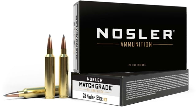 Nosler RDF .28 Nosler 185 Grain Hollow Point Boat Tail Brass Cased Centerfire Rifle Ammo 20 Rounds ler RDF .28 Nosler 185 Grain Hollow Point Boat Tail Brass Cased Centerfire Rifle 20 Rounds Ammo