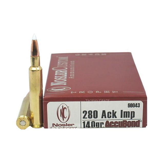 ler 280 Rem Ackley AccuBond 140 Grain Brass Cased 20 Rounds Ammo